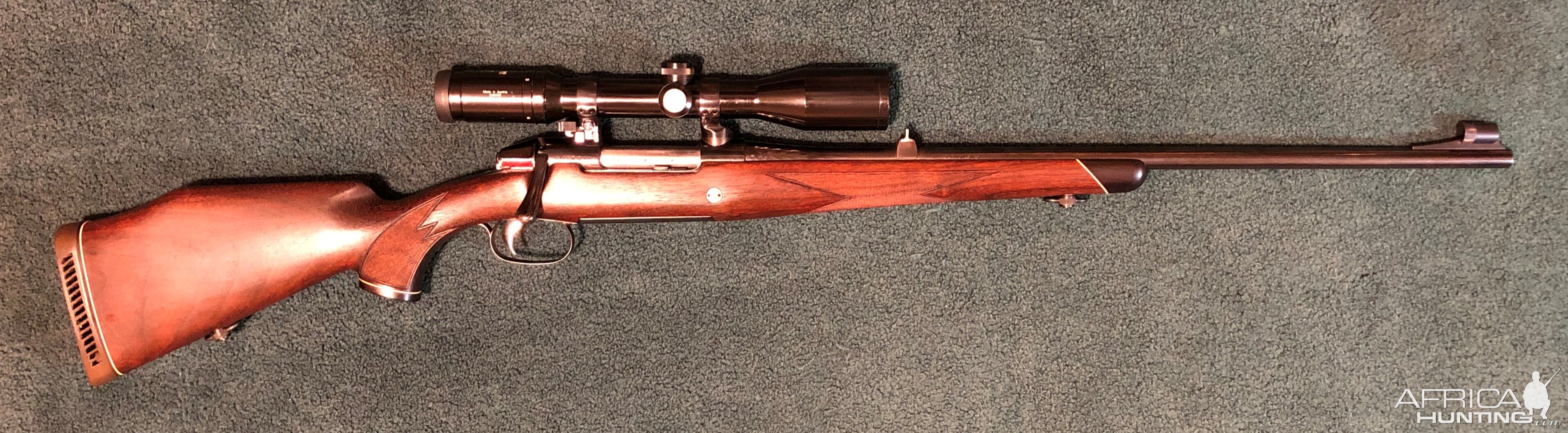My Mannlicher Schoenauer M72 in 6 mm Rem (6x57) with Swarovski Habicht 2,2-9 x 42 scope mounted in Mannlicher detachable swing mount